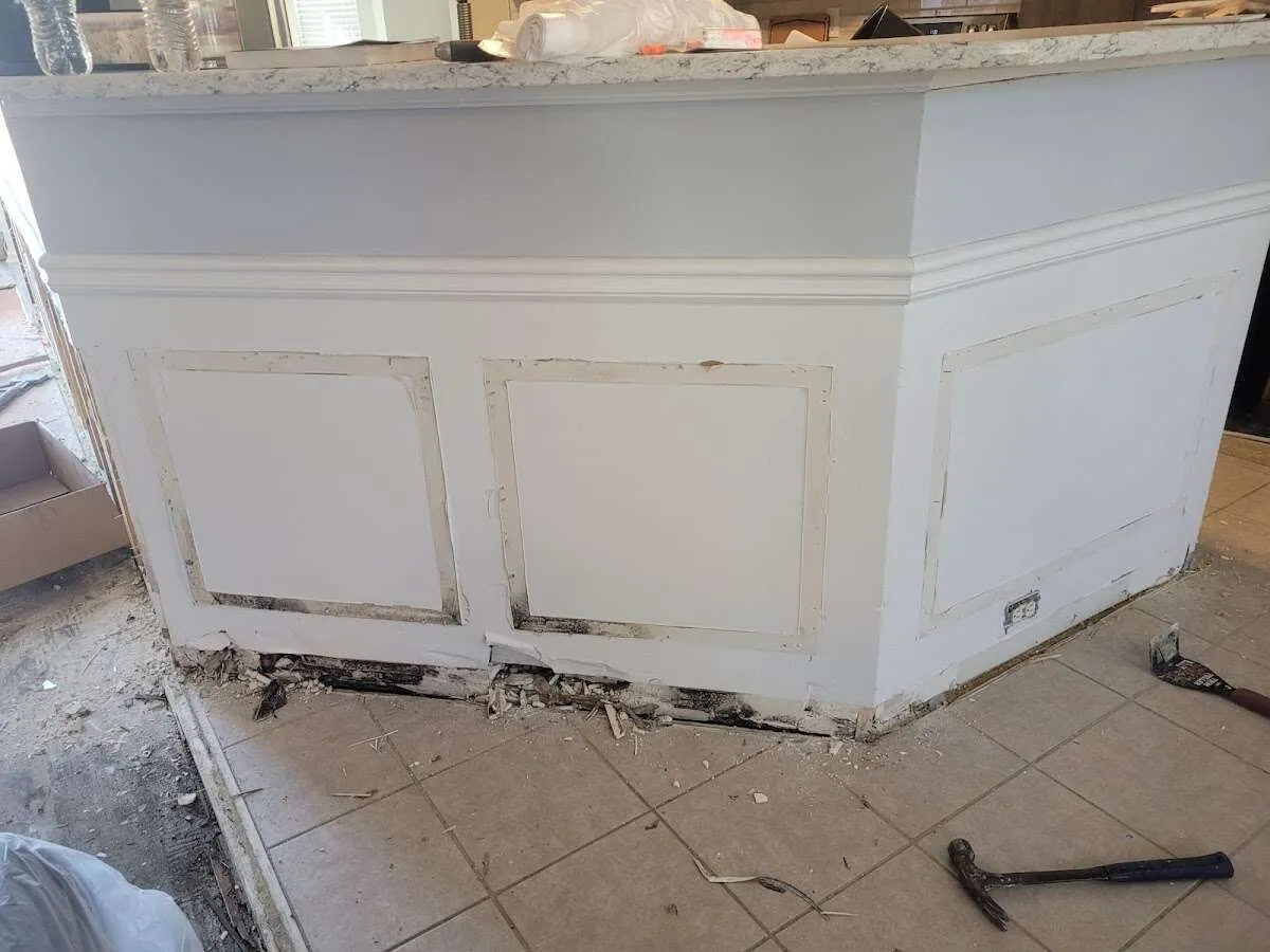 Water damage and mold on kitchen during Storm Damage Restoration in University of Virginia